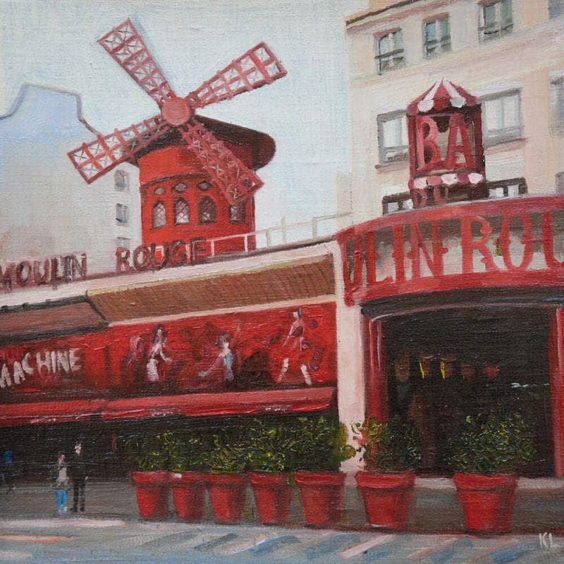 Painting Moulin Rouge by Lokotska Katie  | Painting Figurative Oil Urban