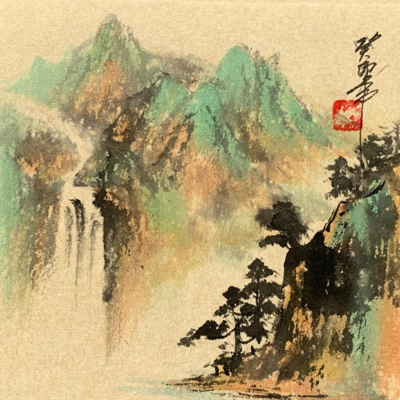 Painting Waterfall  by Yu Huan Huan | Painting Figurative Landscapes Still-life Ink