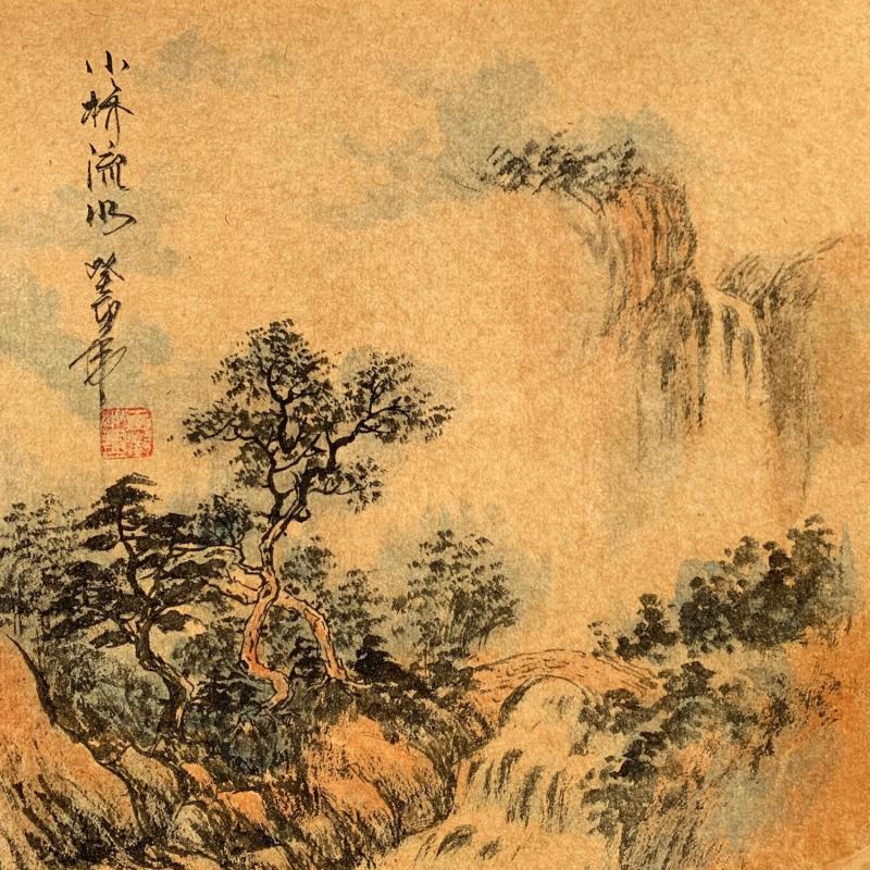 Peinture Little bridge  par Yu Huan Huan | Tableau Figuratif Paysages Encre