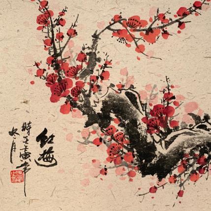 Painting Red plum  by Yu Huan Huan | Painting Figurative Ink still-life