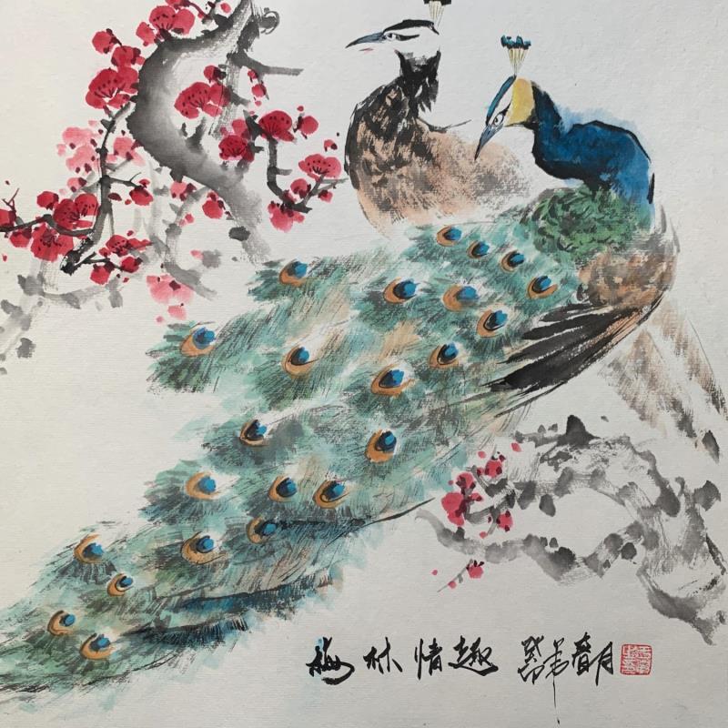 Gemälde Peacock  von Yu Huan Huan | Gemälde Figurativ Tinte Stillleben, Tiere