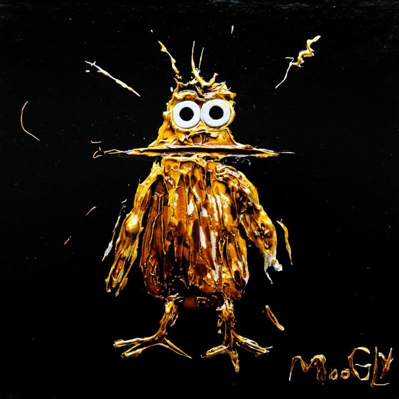 Gemälde EXPENSIFUS von Moogly | Gemälde Naive Kunst Acryl, Pappe Tiere