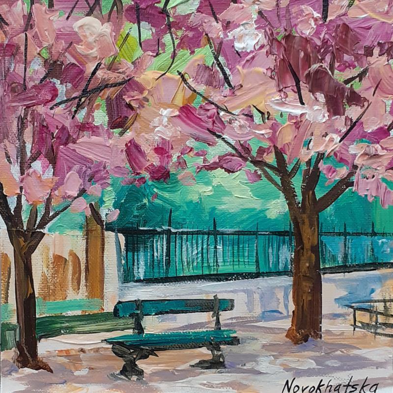 Painting Arbres de printemps à Paris by Novokhatska Olga | Painting Figurative Oil Urban