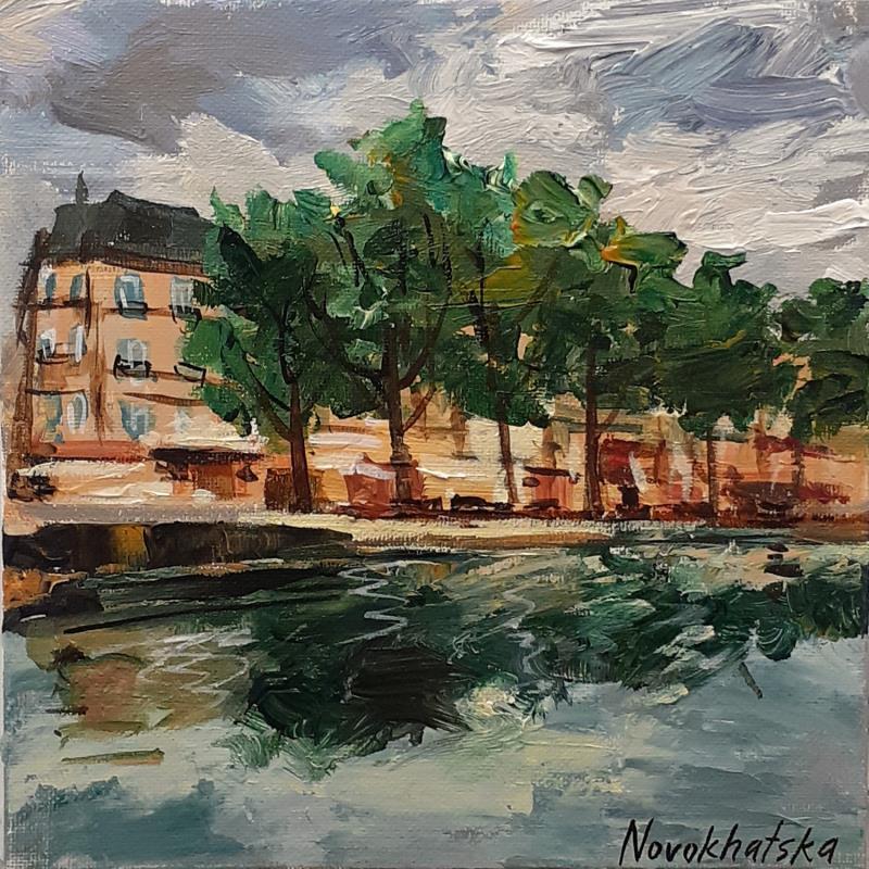 Painting Vue du canal St. Martin  by Novokhatska Olga | Painting Figurative Oil Urban