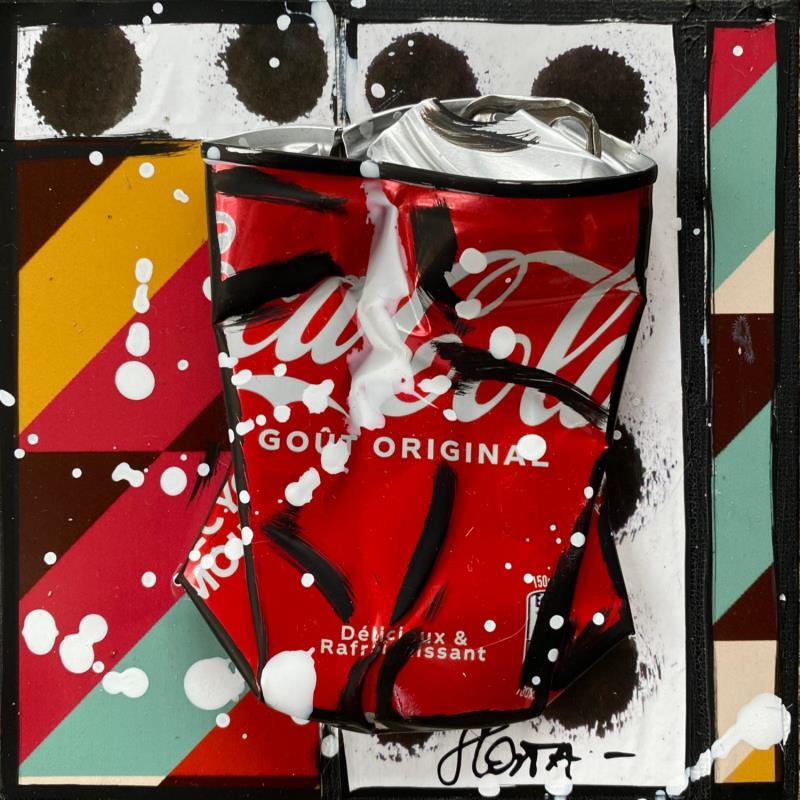 Peinture Vintage Coke par Costa Sophie | Tableau Pop art Acrylique, Collage, Posca, Upcycling