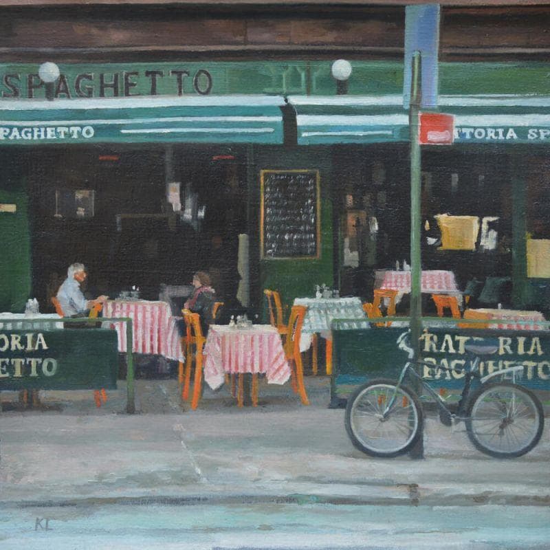 Painting Italian restaurant by Lokotska Katie  | Painting Figurative Urban Oil