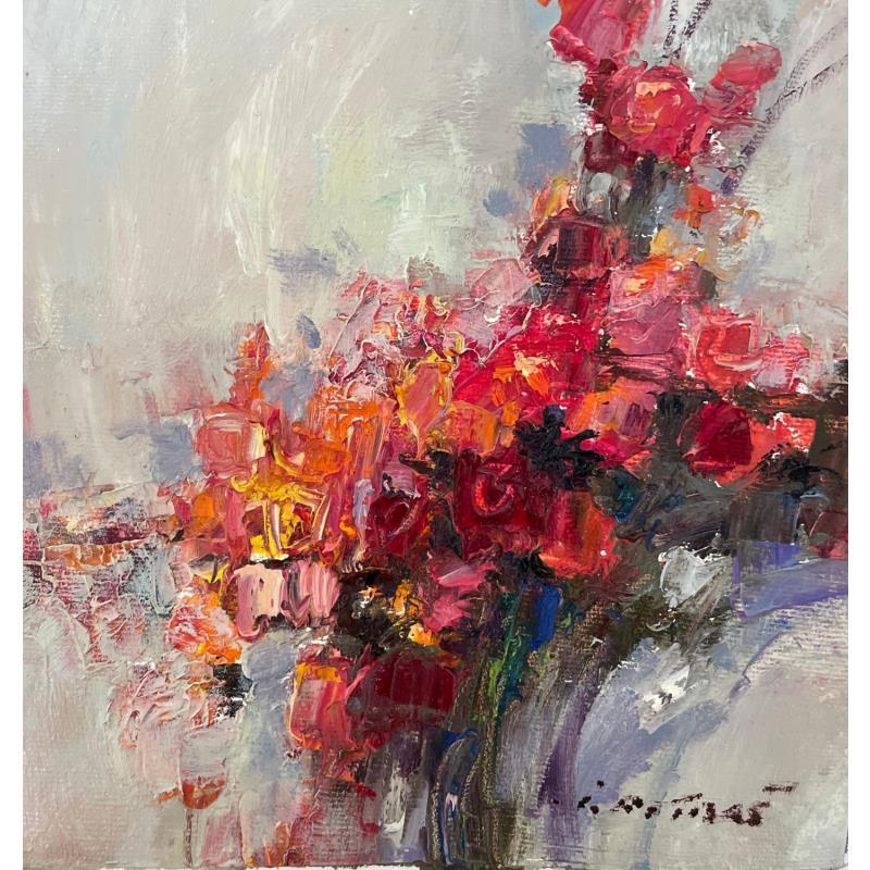 Painting The small bouquet of roses  by Petras Ivica | Painting Figurative Oil