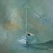 Painting Boat and bird by Lundh Jonas | Painting Figurative Acrylic Marine
