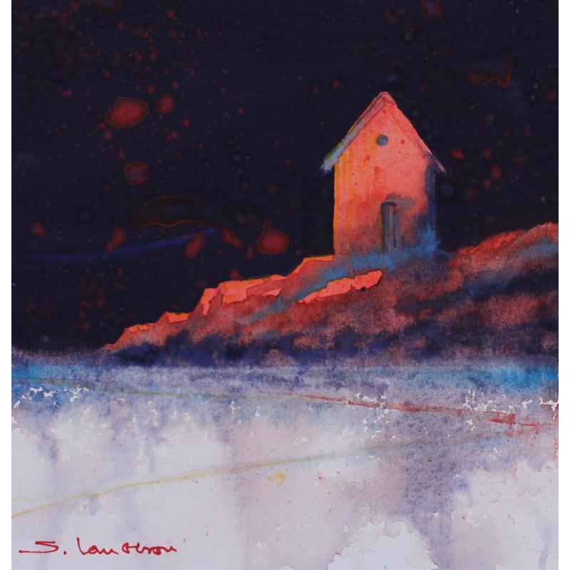 Painting Cabane au bord de l'eau by Langeron Stéphane | Painting Subject matter Watercolor