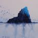 Peinture L'île bleue par Langeron Stéphane | Tableau Matiérisme Aquarelle