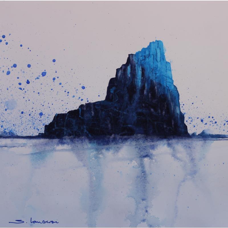 Gemälde L'île bleue von Langeron Stéphane | Gemälde Materialismus Aquarell