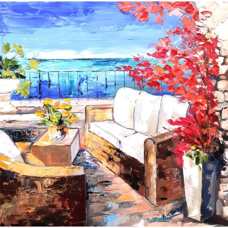 Painting BOUGAINVILLES A EZE by Laura Rose | Painting Figurative Oil Life style