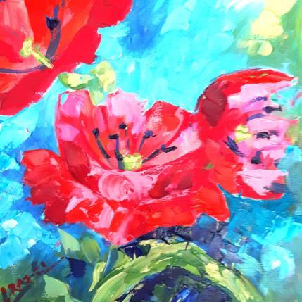 Painting RED AND PINK TULIP 130323 by Laura Rose | Painting Figurative Oil still-life