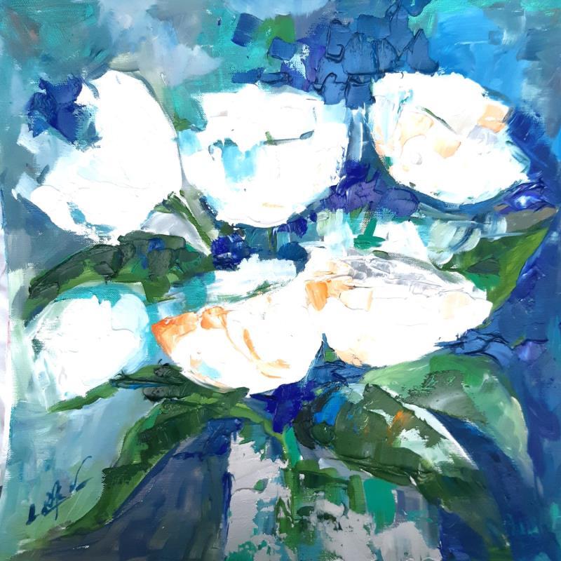 Painting TULIP BLUE 120323 by Laura Rose | Painting Figurative Oil still-life