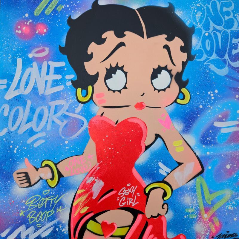 Gemälde Betty Boop stop von Kedarone | Gemälde Pop-Art Pop-Ikonen Graffiti Posca