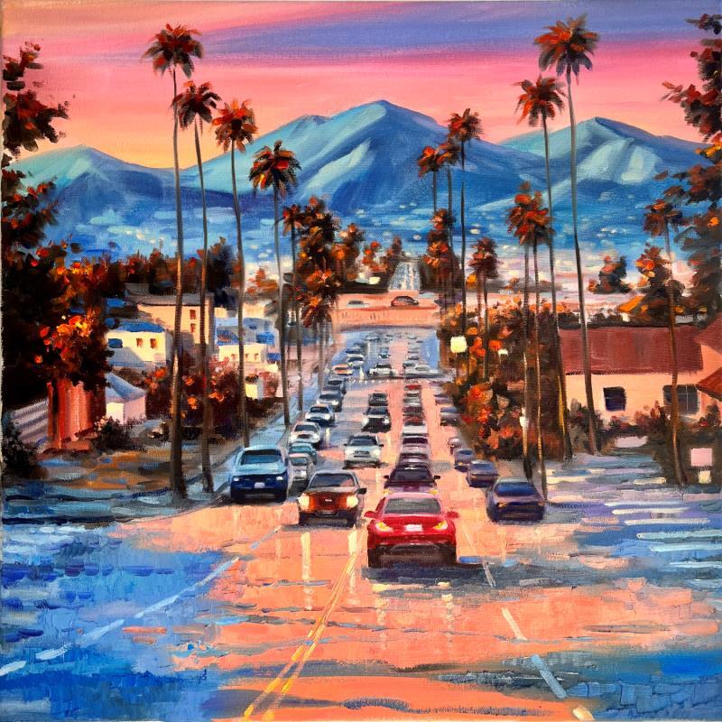 Peinture Los Angeles Sunset par Pigni Diana | Tableau Impressionnisme Urbain Huile