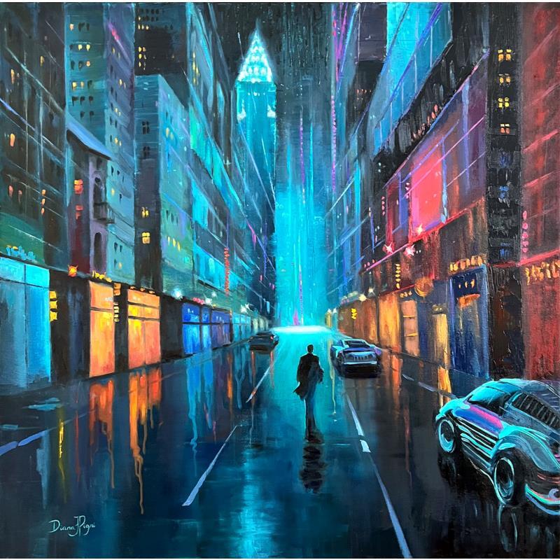 Painting Futuristic New York City Painting by Pigni Diana | Painting Impressionism Oil Urban