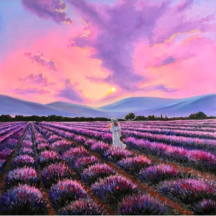 Peinture Provence Lavender Fields Painting par Pigni Diana | Tableau Figuratif Huile Paysages