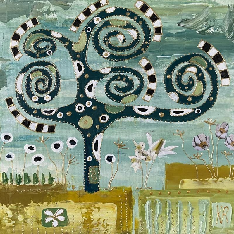 Gemälde Garden von Romanelli Karine | Gemälde Figurativ Landschaften Alltagsszenen Collage