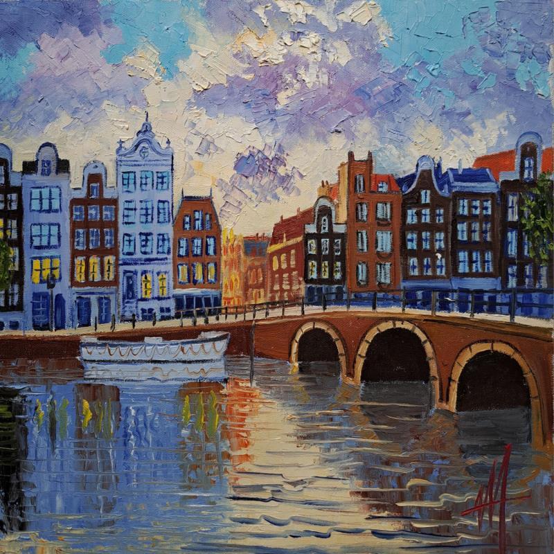 Painting Amsterdam, dreaming of you by De Jong Marcel | Painting Figurative Oil Landscapes, Urban