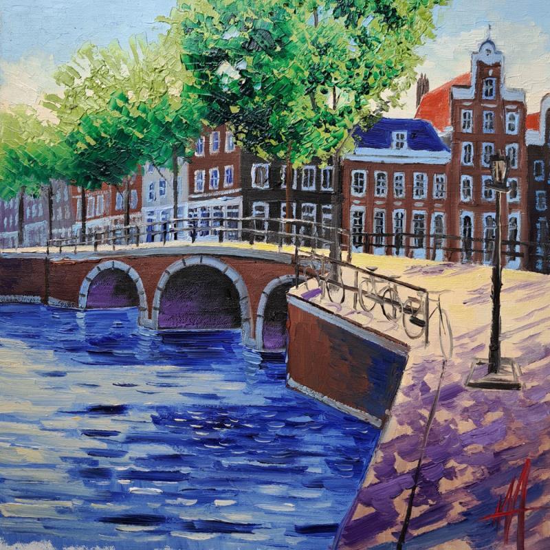 Painting Amsterdam, herengracht view by De Jong Marcel | Painting Figurative Oil Landscapes, Urban