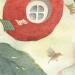 Peinture Pomme et Rouge-gorge par Marjoline Fleur | Tableau Figuratif Paysages Animaux Aquarelle