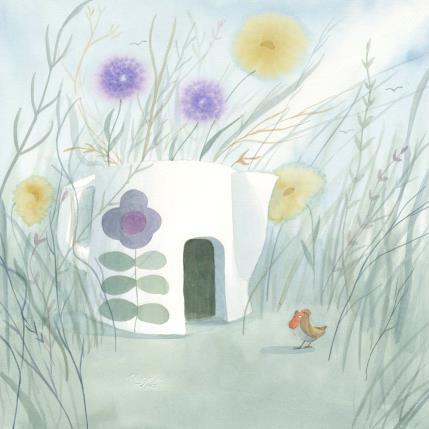 Peinture Maison des champs par Marjoline Fleur | Tableau Figuratif Aquarelle animaux, Nature, Paysages