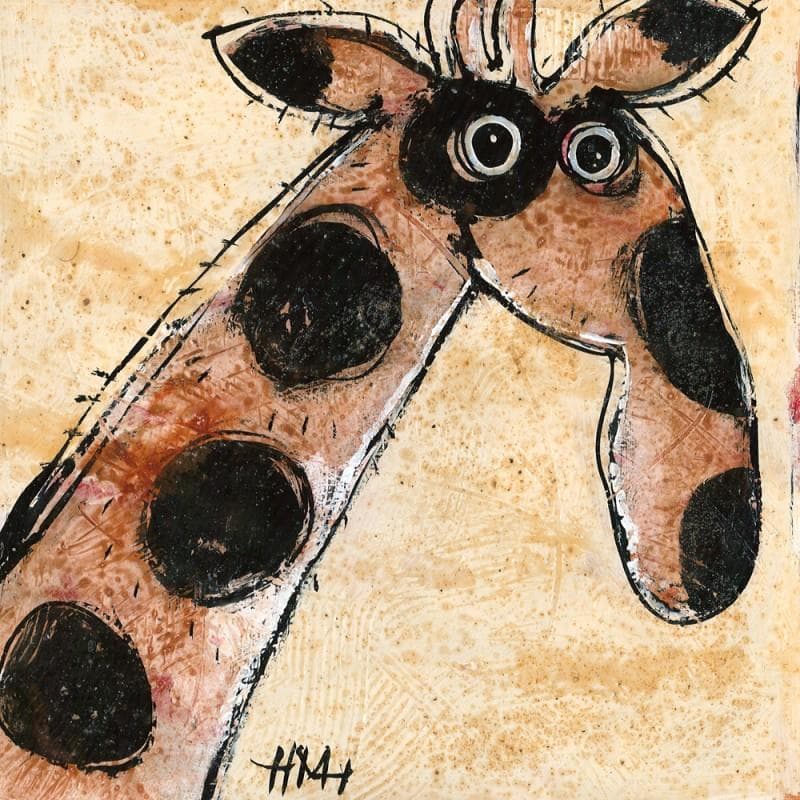 Painting Sans titre 25 girafe by Maury Hervé | Painting Naive art Animals