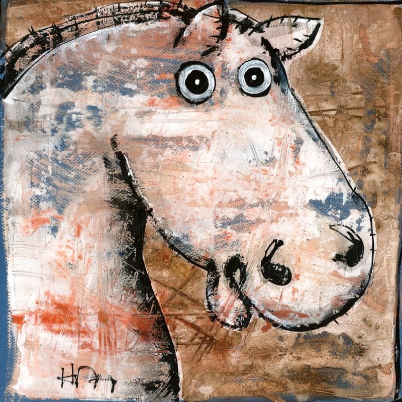 Painting Sans titre 37 cheval by Maury Hervé | Painting Naive art Animals