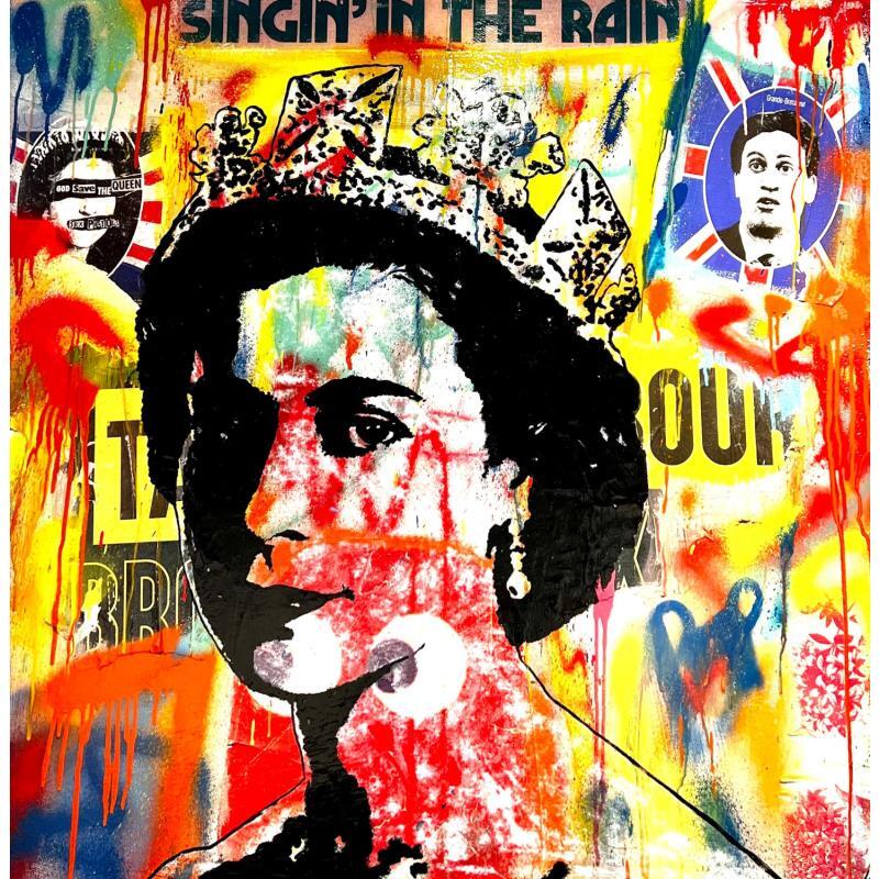 Gemälde Queen elisabeth von Kikayou | Gemälde Pop-Art Pop-Ikonen Graffiti