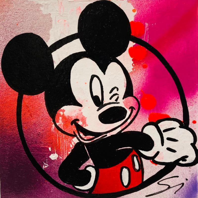 Peinture Ok Mickey par Mestres Sergi | Tableau Pop-art Icones Pop Graffiti