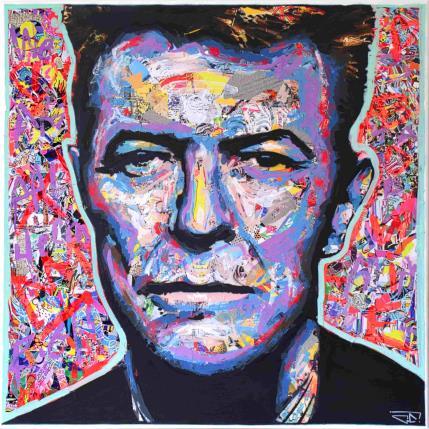 Gemälde Bowie von G. Carta | Gemälde Pop-Art Acryl, Collage, Graffiti Pop-Ikonen