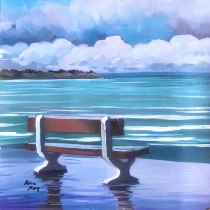 Peinture Le banc face à la mer par Alice Roy | Tableau Figuratif Huile