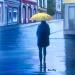 Peinture Le parapluie jaune par Alice Roy | Tableau Figuratif Huile