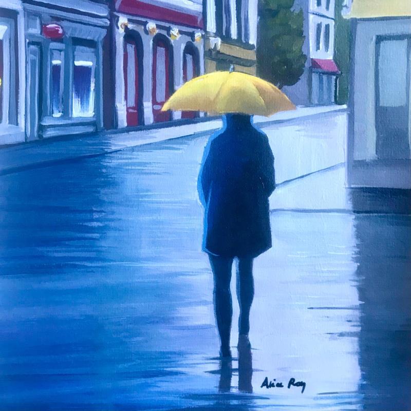 Painting Le parapluie jaune by Alice Roy | Painting Figurative Oil Pop icons