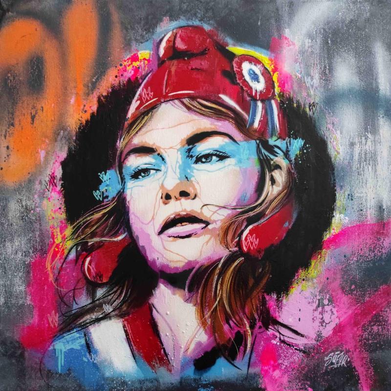 Peinture Marianne la belle par Sufyr | Tableau Street Art Graffiti Portraits