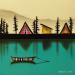 Painting The Boat Barcode by Miller Natasha | Painting Figurative Landscapes Minimalist Acrylic