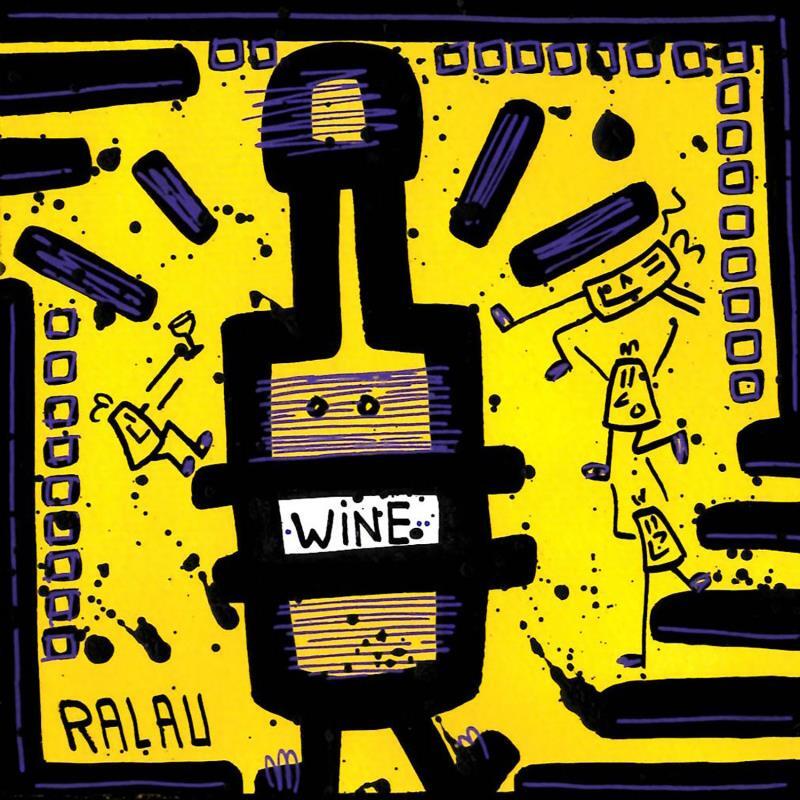 Gemälde Wine time von Ralau | Gemälde Pop-Art Alltagsszenen Acryl