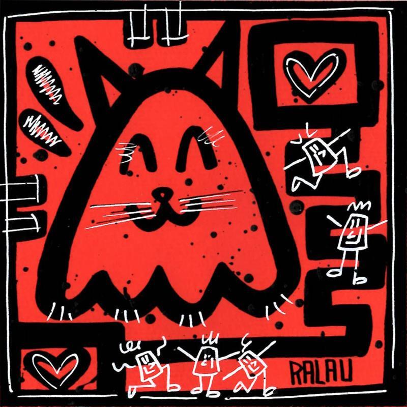 Painting Family cat 1 by Ralau | Painting Pop art Acrylic Animals