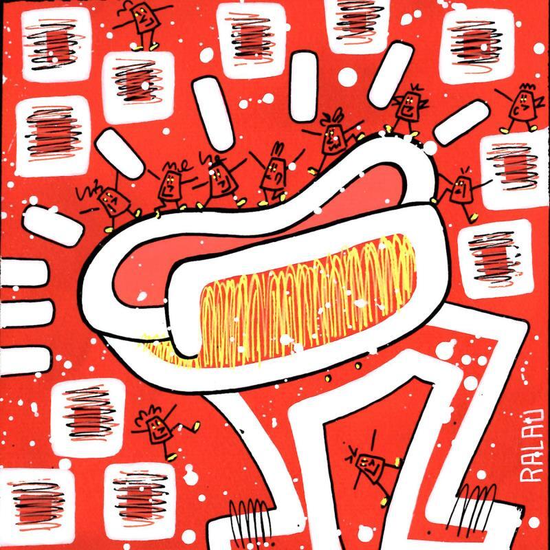 Gemälde Hot-dog von Ralau | Gemälde Pop-Art Acryl Alltagsszenen, Pop-Ikonen