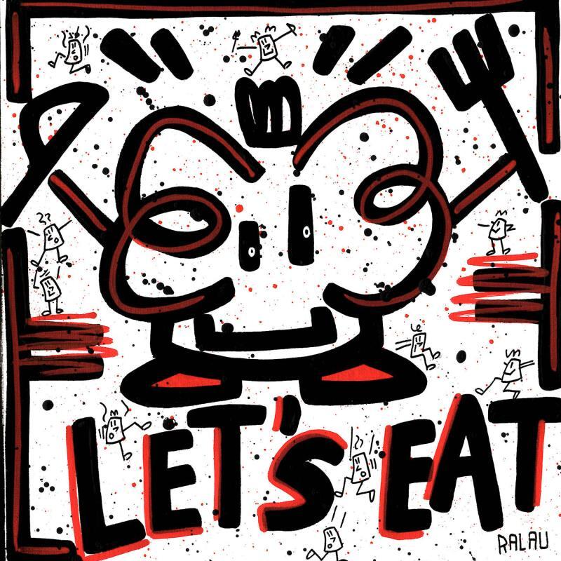 Painting Let's eat by Ralau | Painting Pop-art Portrait Life style Acrylic