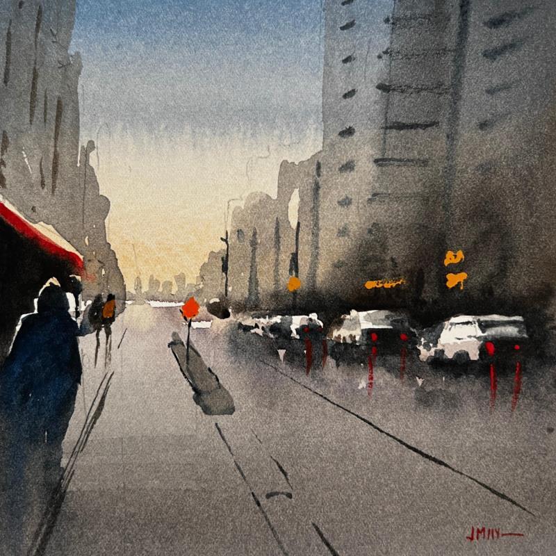 Painting City Walk 2 by Min Jan | Painting Figurative Urban Watercolor