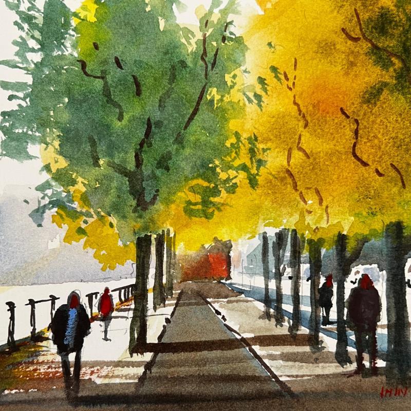 Painting A Stroll by Min Jan | Painting Figurative Urban Watercolor