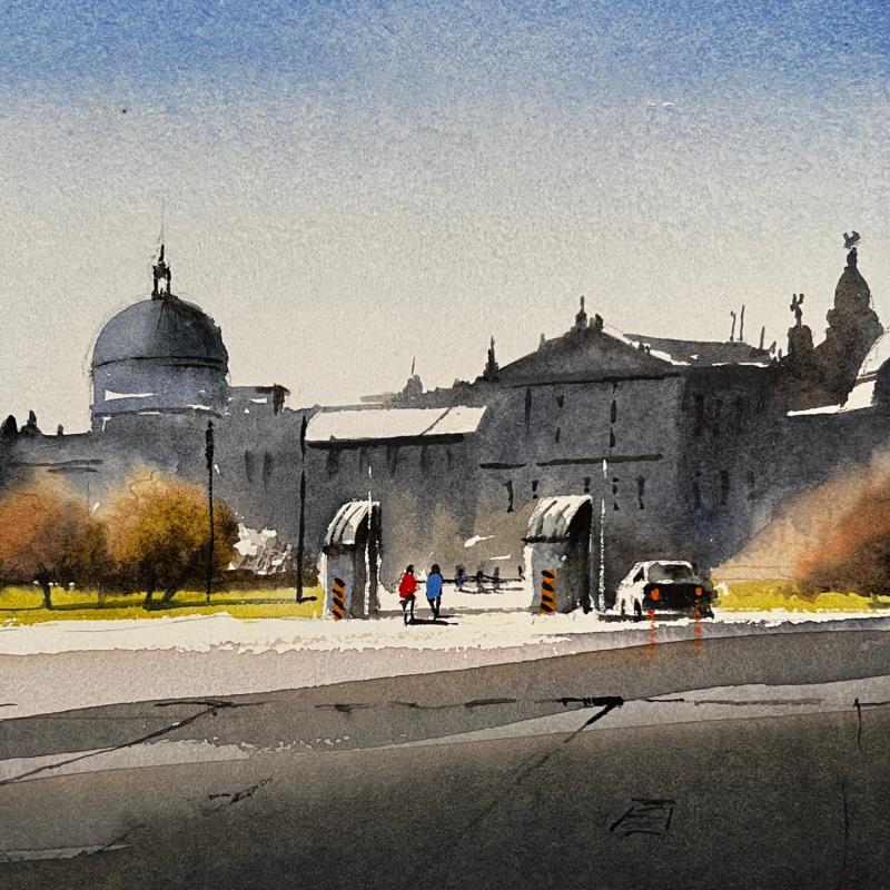 Painting Old Port by Min Jan | Painting Figurative Urban Watercolor