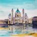 Painting Karlskirche by Hoffmann Elisabeth | Painting Figurative Urban Watercolor