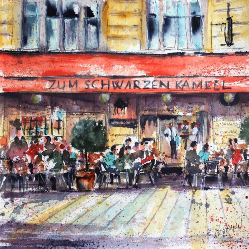 Peinture Vienne Le plus vieux restaurant Le Schwarze Kameel par Hoffmann Elisabeth | Tableau Figuratif Urbain Aquarelle