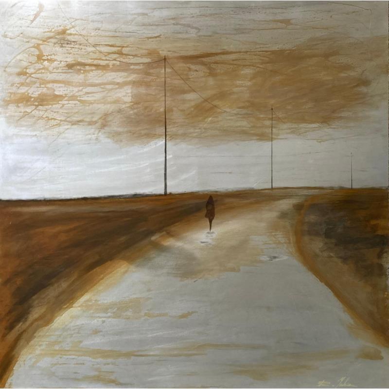 Peinture Route sur le Causse 7 par Mahieu Bertrand | Tableau Art Singulier Métal Paysages