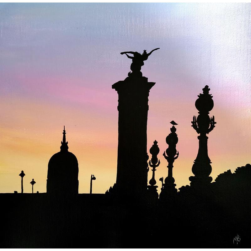 Painting Lever de soleil sur le pont Alexandre III by Blandin Magali | Painting Figurative Landscapes Oil