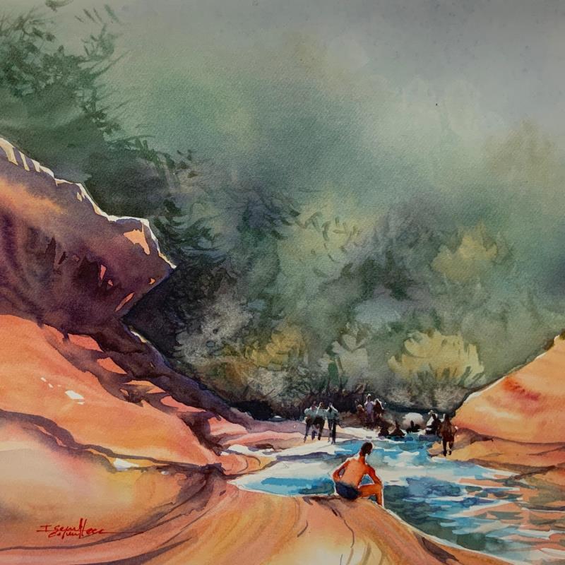 Painting SEDONA 80 by Seruch Capouillez Isabelle | Painting Figurative Landscapes Sport Nature Watercolor