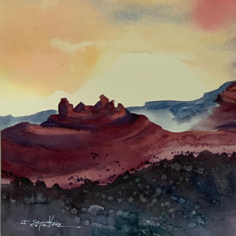 Painting SEDONA 79 by Seruch Capouillez Isabelle | Painting Figurative Landscapes Urban Nature Watercolor